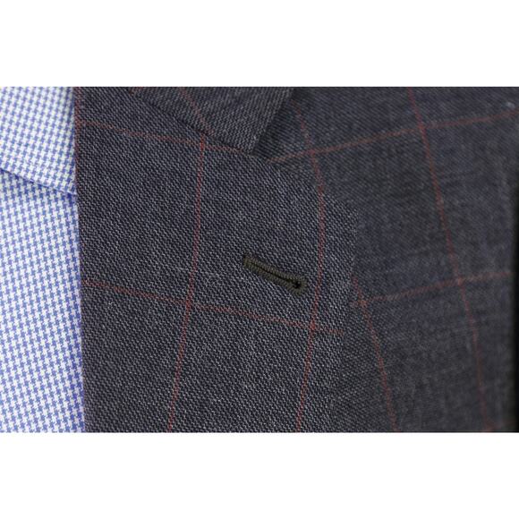 Armani Collezioni Black Red Windowpane Woven Wool Silk Cashmere Sportcoat 42R - Picture 5 of 9